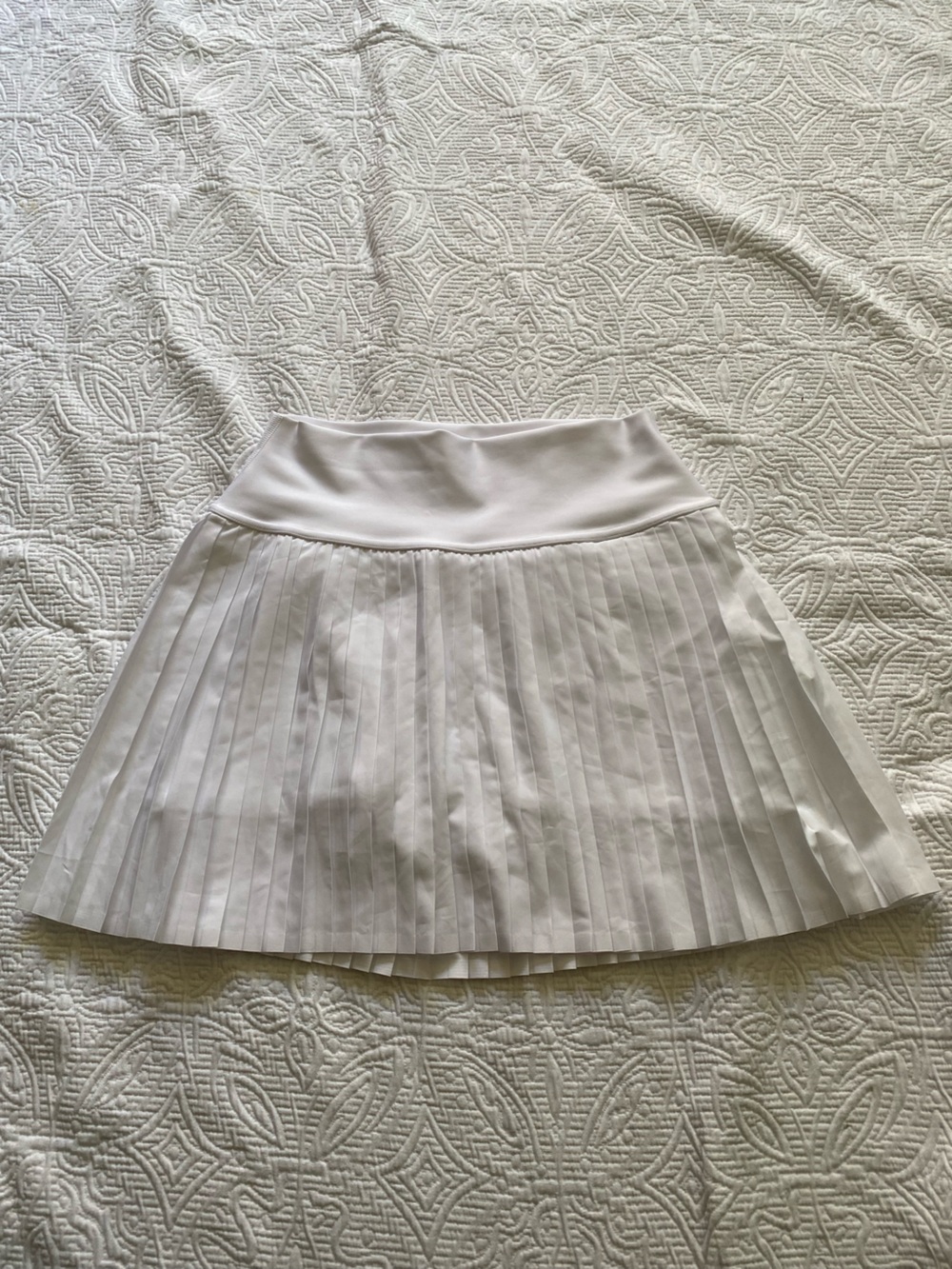 ALO Yoga White Pleated Skater Skirt
